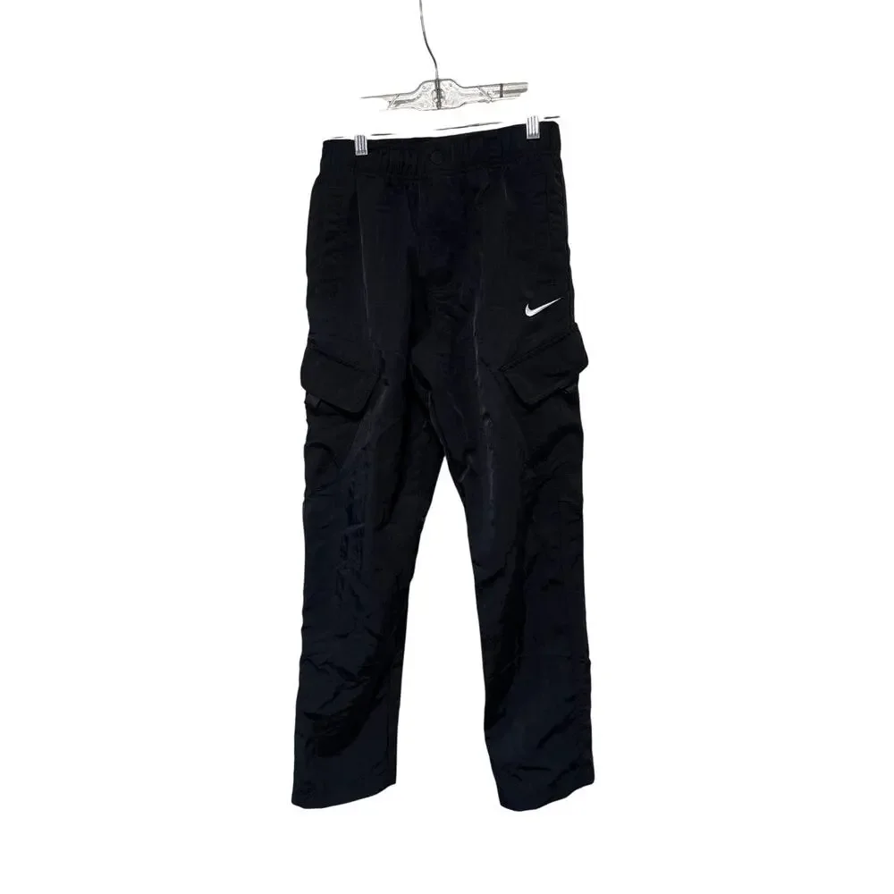 Nike Kids Black Woven Cargo Pants Elastic Waist Size M